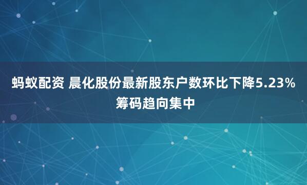 蚂蚁配资 晨化股份最新股东户数环比下降5.23% 筹码趋向集中